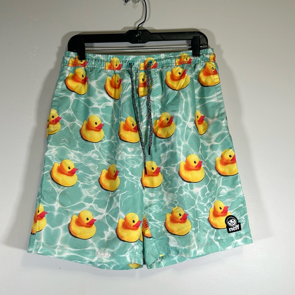 Neff Rubber ducks in water board shorts medium